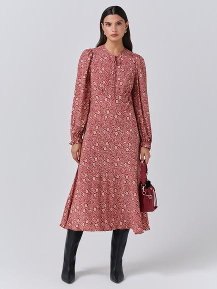 Ghost Stella Boho Midi Dress, Red, Red