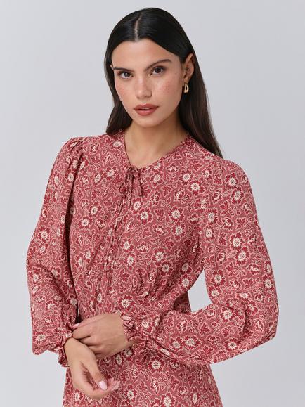 Ghost Stella Boho Midi Dress, Red - view 2, Red