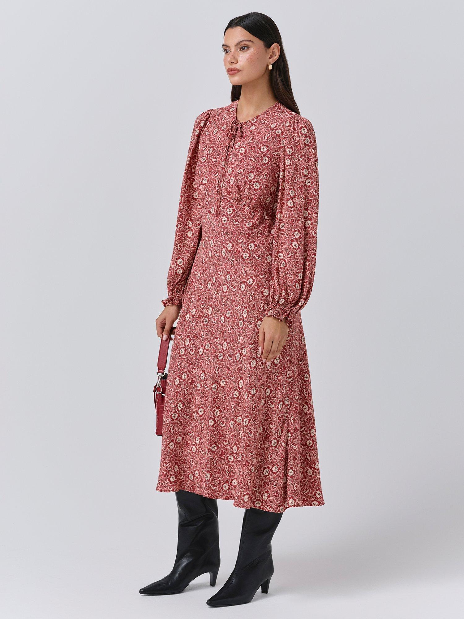 Product image 3 of 5, which shows Ghost Stella Boho Midi Dress, Red, XS