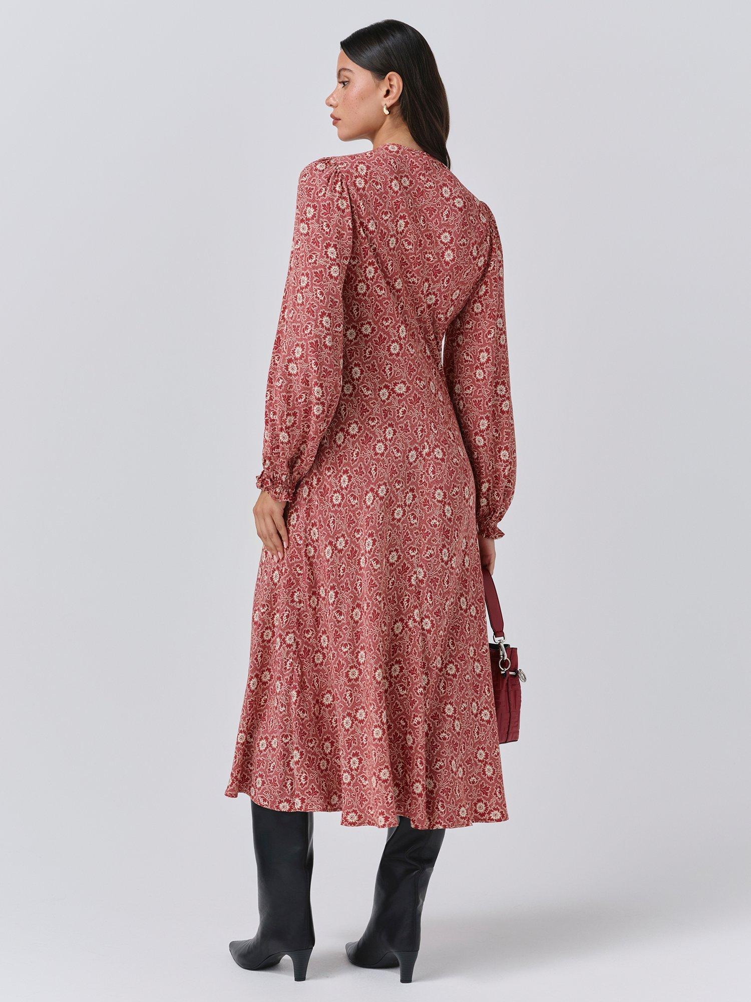 Product image 5 of 5, which shows Ghost Stella Boho Midi Dress, Red, XS