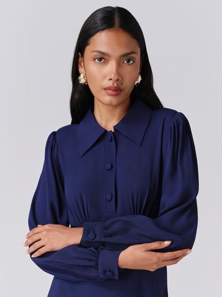 Ghost Wendy Shirt Midi Dress - view 2, Navy