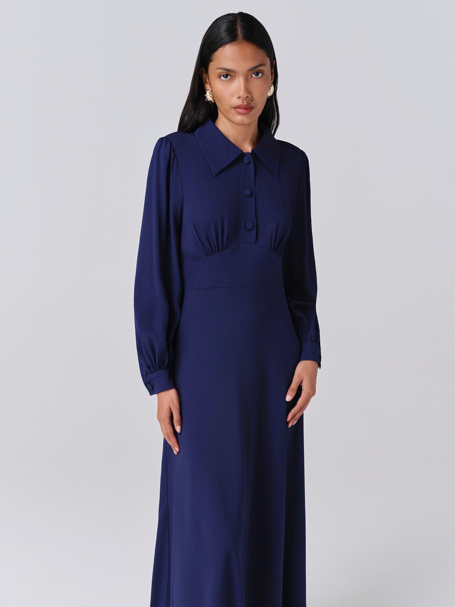 Product image 4 of 5, which shows Ghost Wendy Shirt Midi Dress, Navy, XS