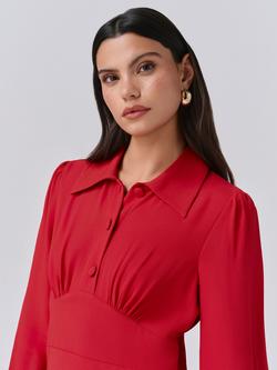 Ghost Wendy Shirt Midi Dress - view 2, Red