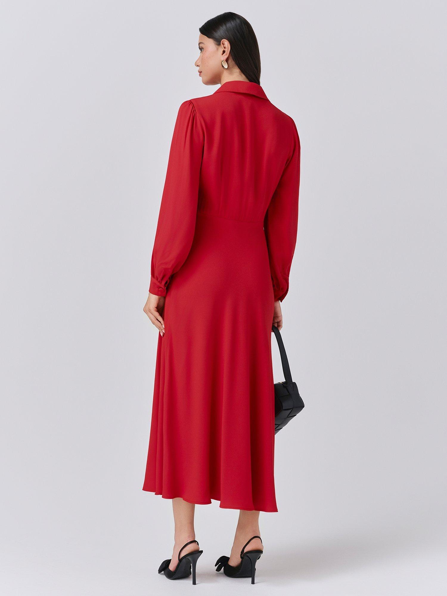 Product image 5 of 5, which shows Ghost Wendy Shirt Midi Dress, Red, XS
