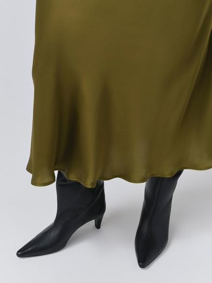 Ghost Luna Bias Cut Satin Slip Skirt - view 2, Khaki