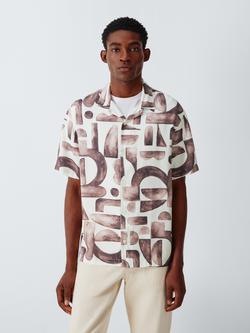 Kin Short Sleeve Geometric Print Shirt, Fudge, Fudge