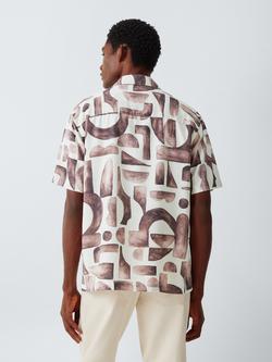 Kin Short Sleeve Geometric Print Shirt, Fudge - view 2, Fudge