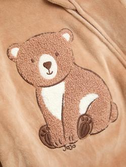 JoJo Maman Bébé Baby Velour All-In-One Bear Suit, Brown - view 2, Brown