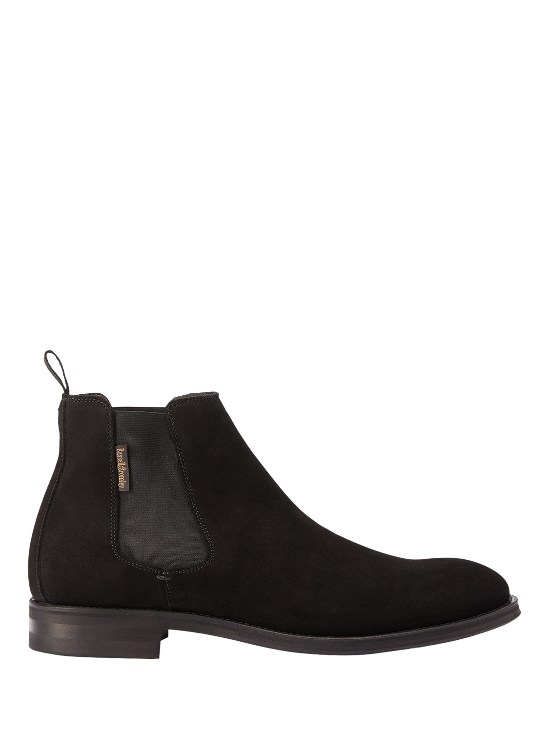 Product image 1 of 4, which shows Russell & Bromley Burlington Suede Chelsea Boots, Black, 7