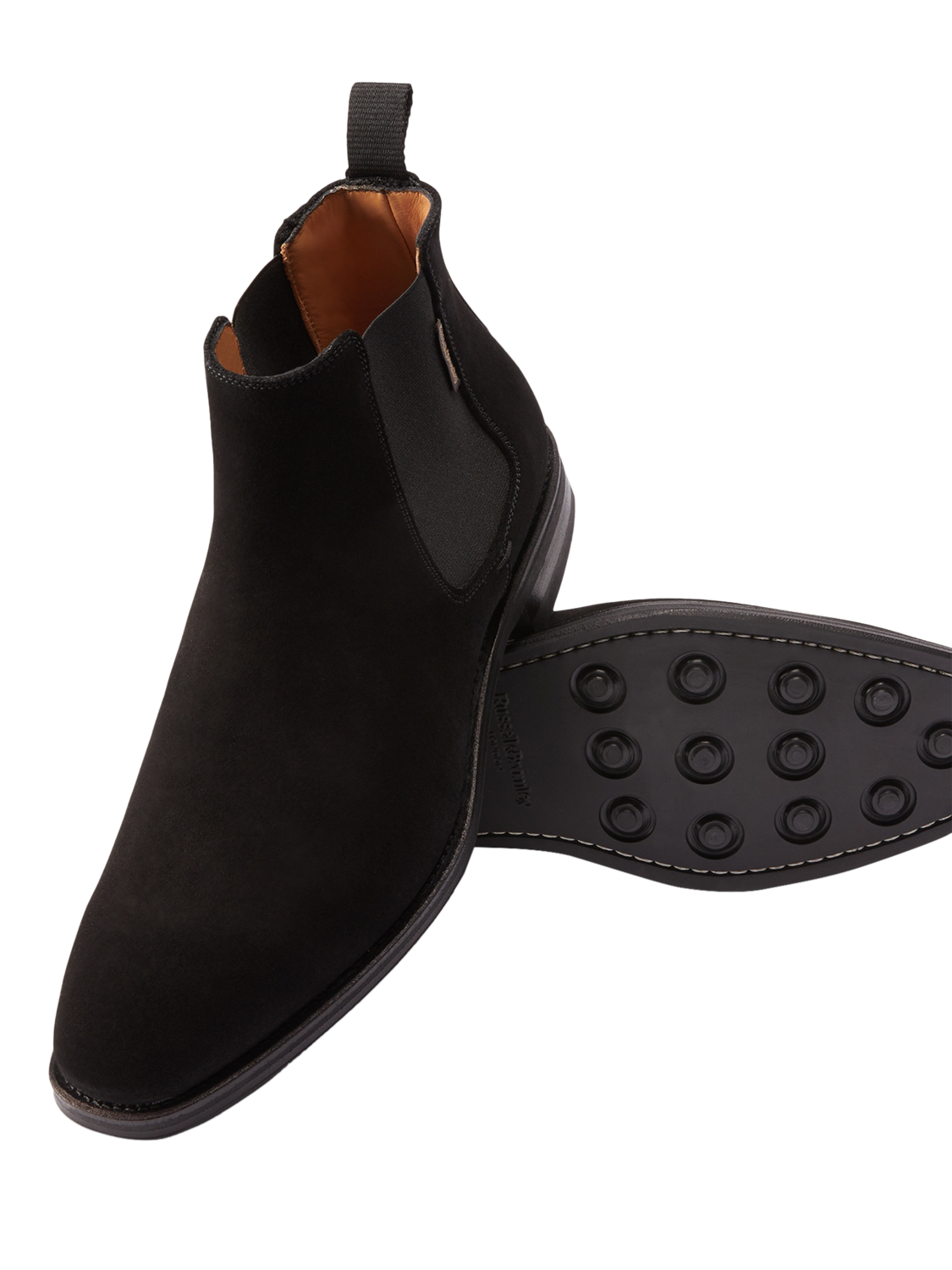 Product image 3 of 4, which shows Russell & Bromley Burlington Suede Chelsea Boots, Black, 7