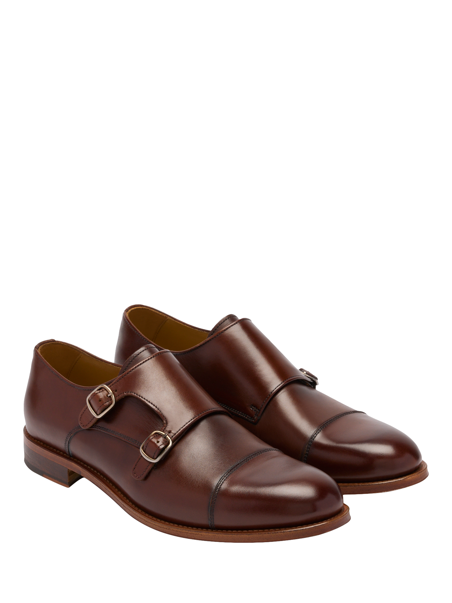 Product image 2 of 4, which shows Russell & Bromley Barton Leather Monk Shoes, Natural, 8