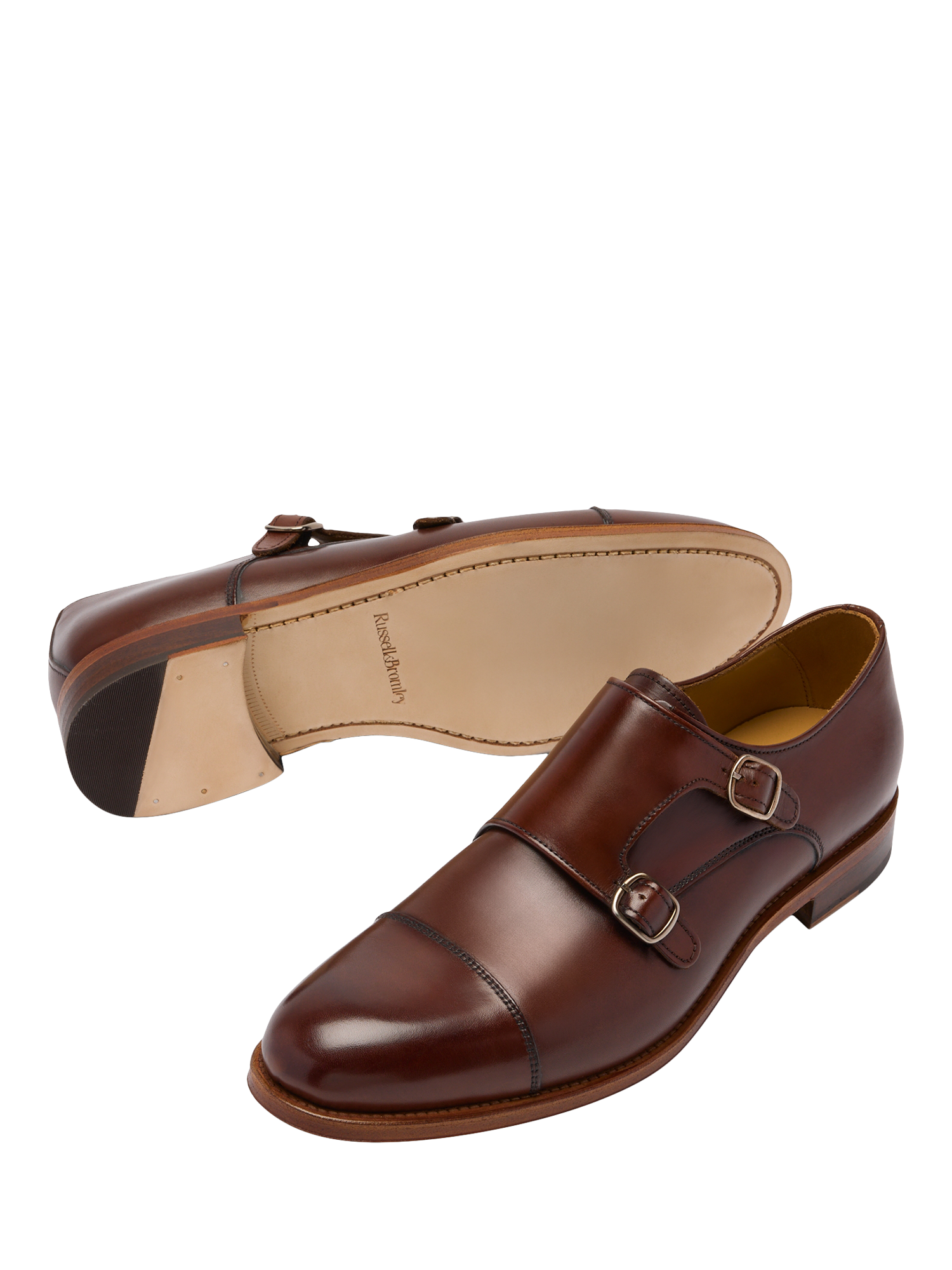 Product image 3 of 4, which shows Russell & Bromley Barton Leather Monk Shoes, Natural, 8
