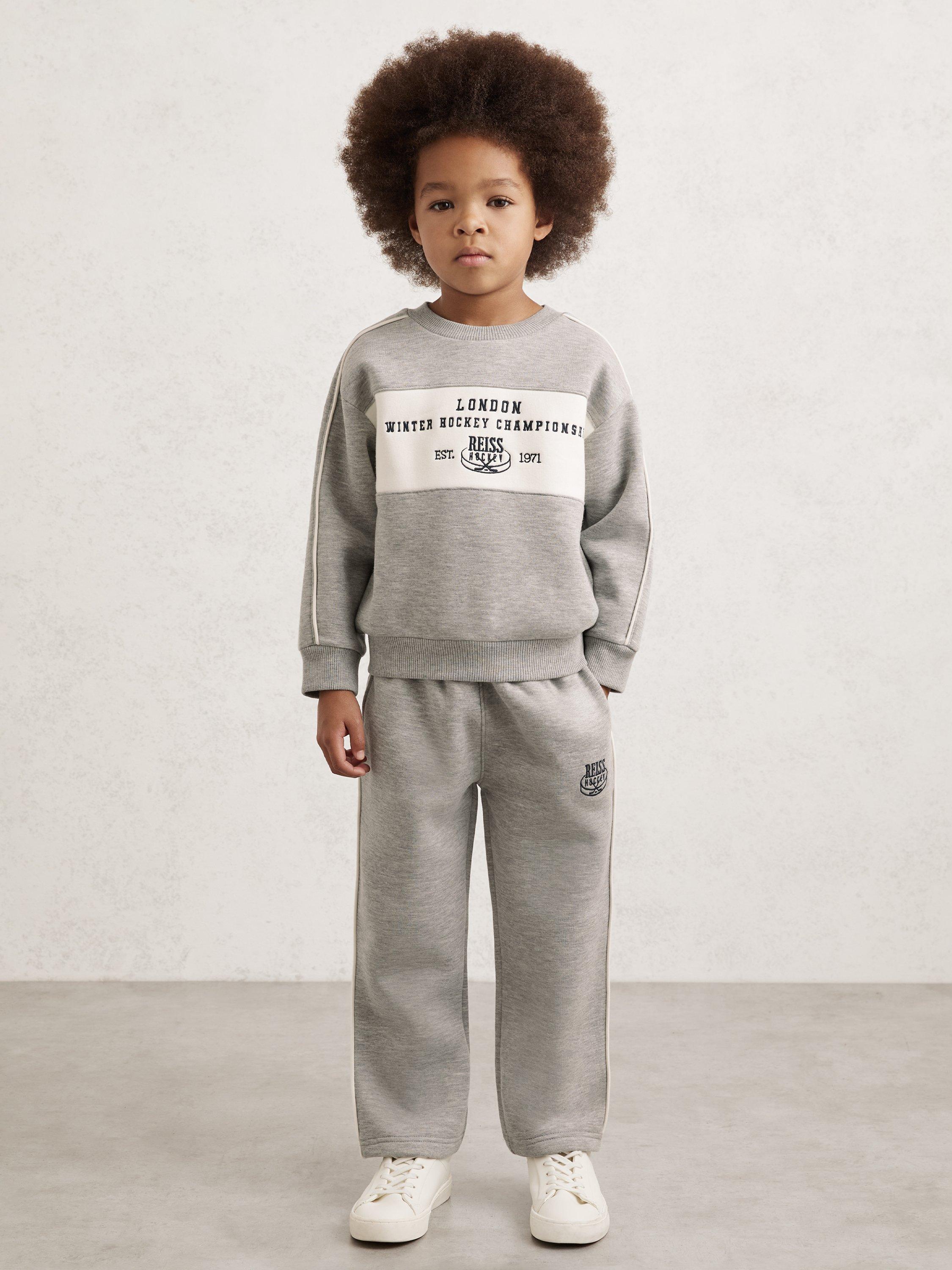 Product image 1 of 4, which shows Reiss Kids' Owen Jumper, Grey Melange, 4-5 years