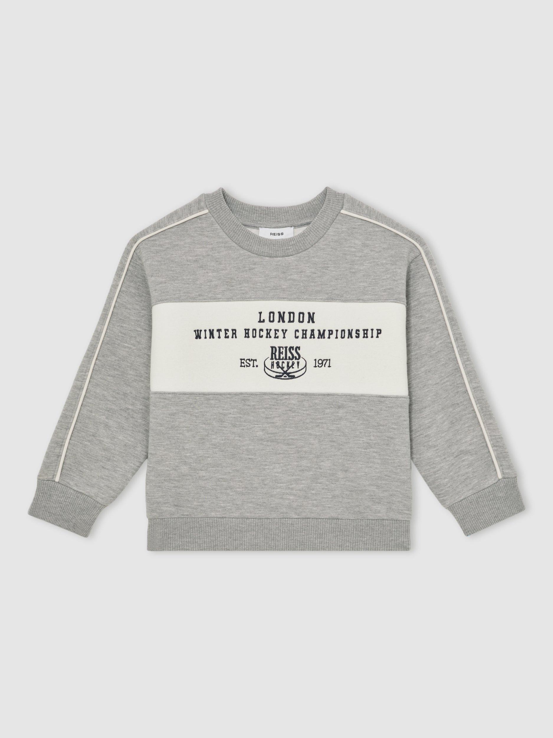 Product image 2 of 4, which shows Reiss Kids' Owen Jumper, Grey Melange, 4-5 years