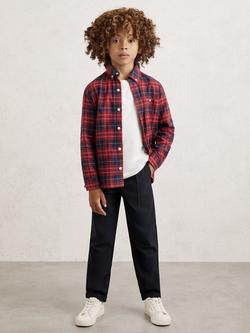 Reiss Kids' Bronts Check Shirt, Red/Navy Blue, Red/Navy Blue