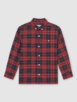 Reiss Kids' Bronts Check Shirt, Red/Navy Blue - view 2, Red/Navy Blue