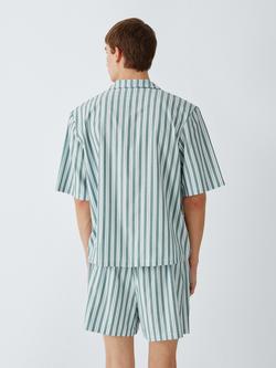 John Lewis Cotton Stripe Boxy Short Pyjama Set, Green Teal - view 2, Green Teal
