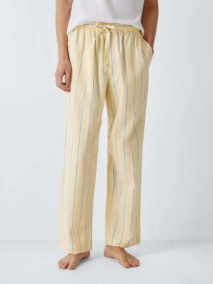 John Lewis Cotton Stripe Pyjama Trousers, Yellow Mid, Yellow Mid