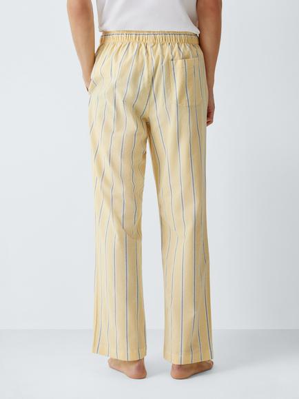 John Lewis Cotton Stripe Pyjama Trousers, Yellow Mid - view 2, Yellow Mid