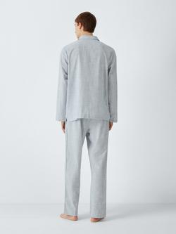 John Lewis Cotton Ticking Stripe Pyama Set, Blue Navy - view 2, Blue Navy