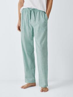 John Lewis Cotton Ticking Stripe Pyjama Trousers, Green Teal, Green Teal