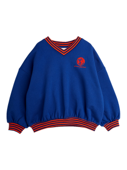 Mini Rodini Kids' Cotton V-Neck Sweatshirt, Blue, Blue