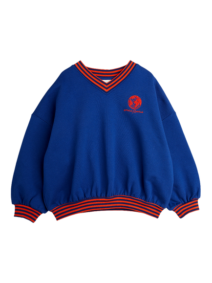 Mini Rodini Kids' Cotton V-Neck Sweatshirt, Blue, Blue