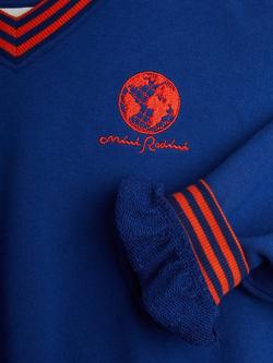 Mini Rodini Kids' Cotton V-Neck Sweatshirt, Blue - view 2, Blue