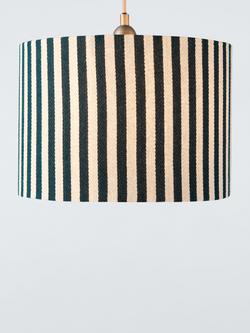 John Lewis Herringbone Stripe Drum Lampshade - view 2, Loch Blue