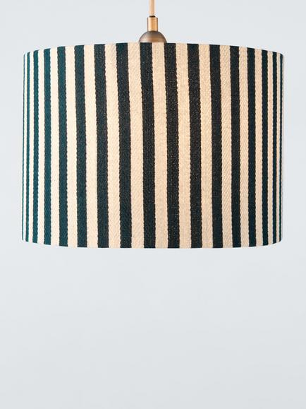 John Lewis Herringbone Stripe Drum Lampshade - view 2, Loch Blue
