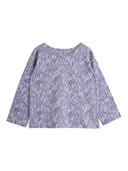 Mini Rodini Kids' Cotton Leopard Print Long Sleeve Top, 42 Purple, 42 Purple