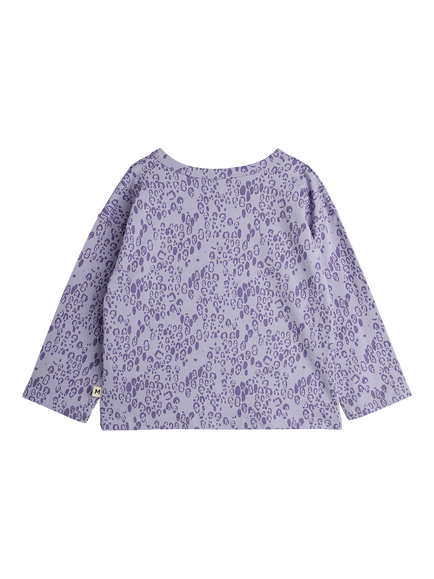 Mini Rodini Kids' Cotton Leopard Print Long Sleeve Top, 42 Purple - view 2, 42 Purple