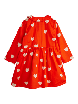 Mini Rodini Kids' Cotton Heart Print Long Sleeve Dress, 42 Red - view 2, 42 Red