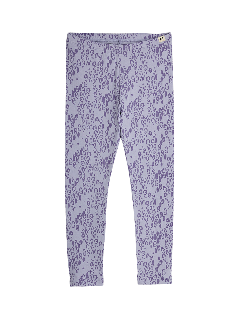 Product image 1 of 3, which shows Mini Rodini Kids' Leopard Print Leggings, 42 Purple, 9-18 months