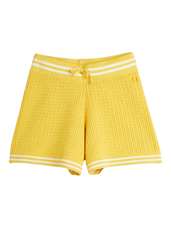 Mini Rodini Kids' Cable Knit Shorts, Yellow, Yellow