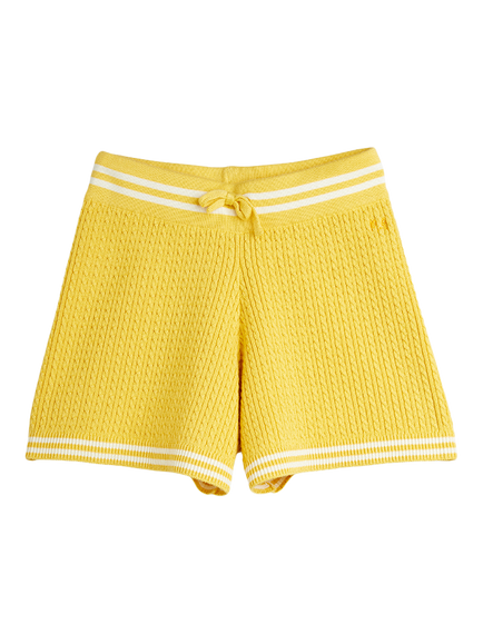 Mini Rodini Kids' Cable Knit Shorts, Yellow, Yellow