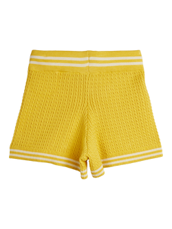 Mini Rodini Kids' Cable Knit Shorts, Yellow - view 2, Yellow