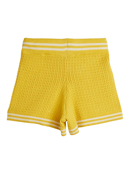 Mini Rodini Kids' Cable Knit Shorts, Yellow - view 2, Yellow