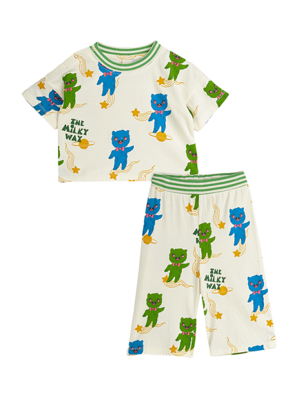 Mini Rodini Baby Aliens Print T-Shirt & Trousers Set, Off-white, Off-white