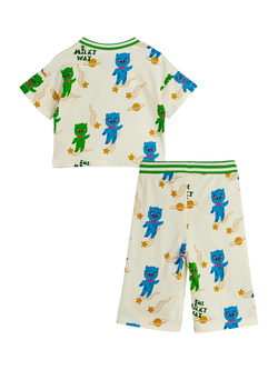 Mini Rodini Baby Aliens Print T-Shirt & Trousers Set, Off-white - view 2, Off-white