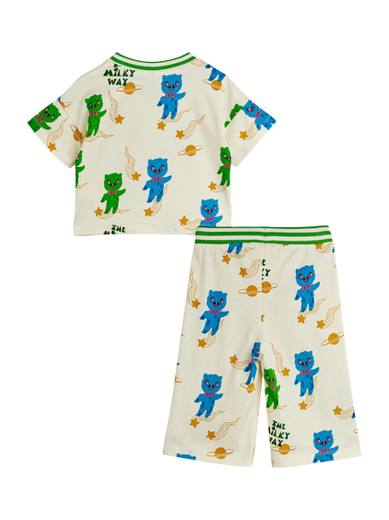 Mini Rodini Baby Aliens Print T-Shirt & Trousers Set, Off-white - view 2, Off-white