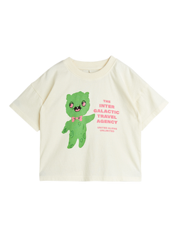 Mini Rodini Kids' Alien Travel Agency T-Shirt, Off-white, Off-white