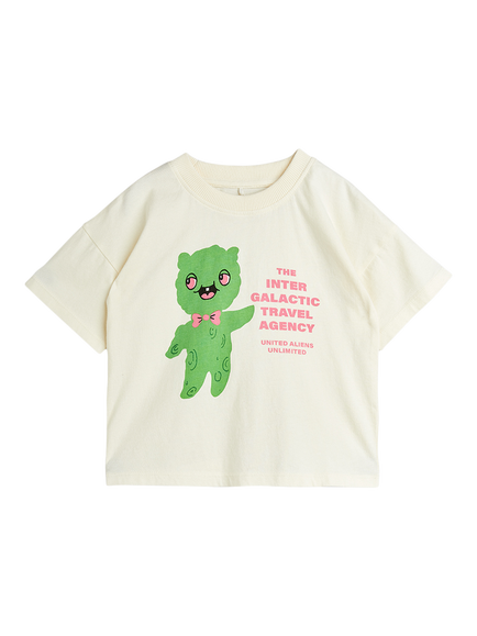 Mini Rodini Kids' Alien Travel Agency T-Shirt, Off-white, Off-white