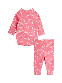 Mini Rodini Baby Starfall Wrap Long Sleeve Bodysuit & Trousers Set, Pink - view 2, Pink