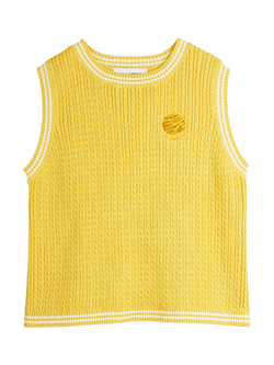 Mini Rodini Kids' Cable Knit Tank Top, Yellow, Yellow