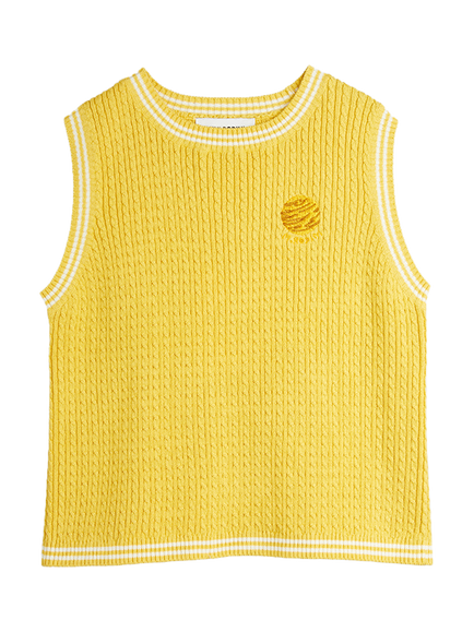 Mini Rodini Kids' Cable Knit Tank Top, Yellow, Yellow