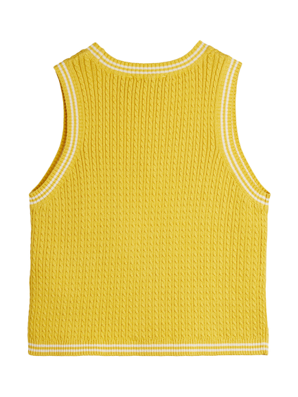 Mini Rodini Kids' Cable Knit Tank Top, Yellow - view 2, Yellow