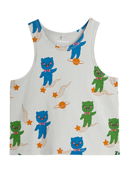 Mini Rodini Kids' Aliens Print Tank Top, Grey, Grey
