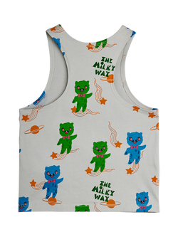 Mini Rodini Kids' Aliens Print Tank Top, Grey - view 2, Grey