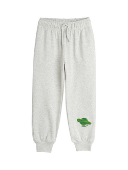Mini Rodini Kids' Planet Embroidery Joggers, Grey Melange, Grey Melange